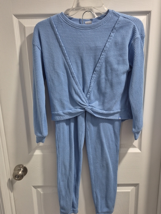 ZeroXposur Other - ZeroXposur Girls Light Blue Waffle-Knit Twist-Front Leggings Set
